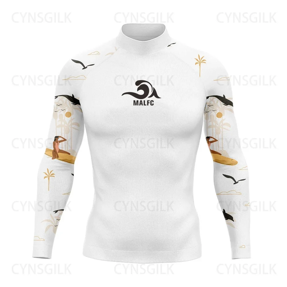 

Мужская одежда для серфинга MALFC, одежда для серфинга, купальник Rashguard, одежда для серфинга UPF 50, футболка с длинным рукавом для водного спорта, одежда для плавания и Сноркелинга