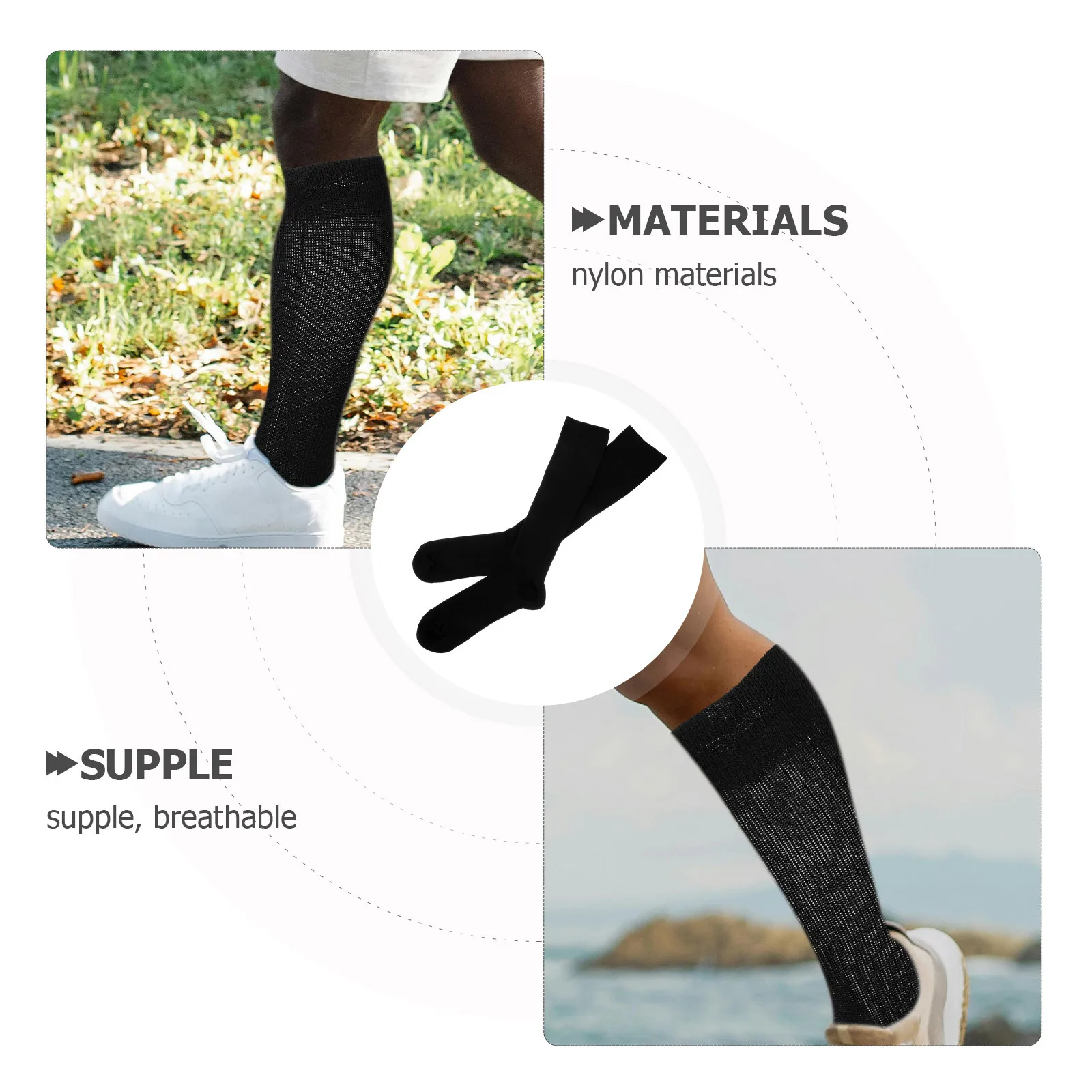 

10Pairs Compression Sports Socks Breathable Elastic Calf Socks for Outdoor Activities Running Hiking Leg Protection