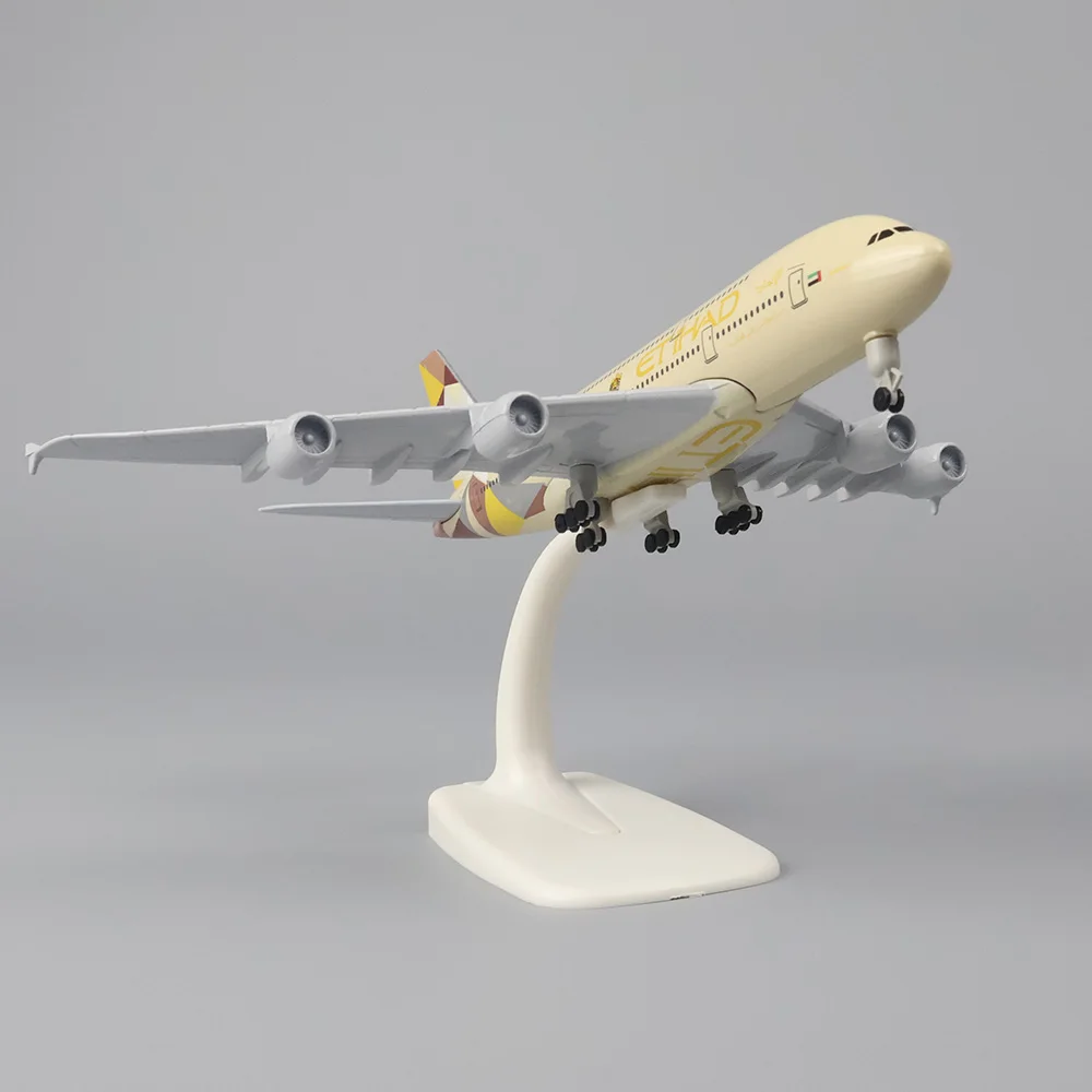 Metal aircraft model 20 cm 1:400 a380 etihad airways replica, alloy material suitable for children boys birthday gift collection