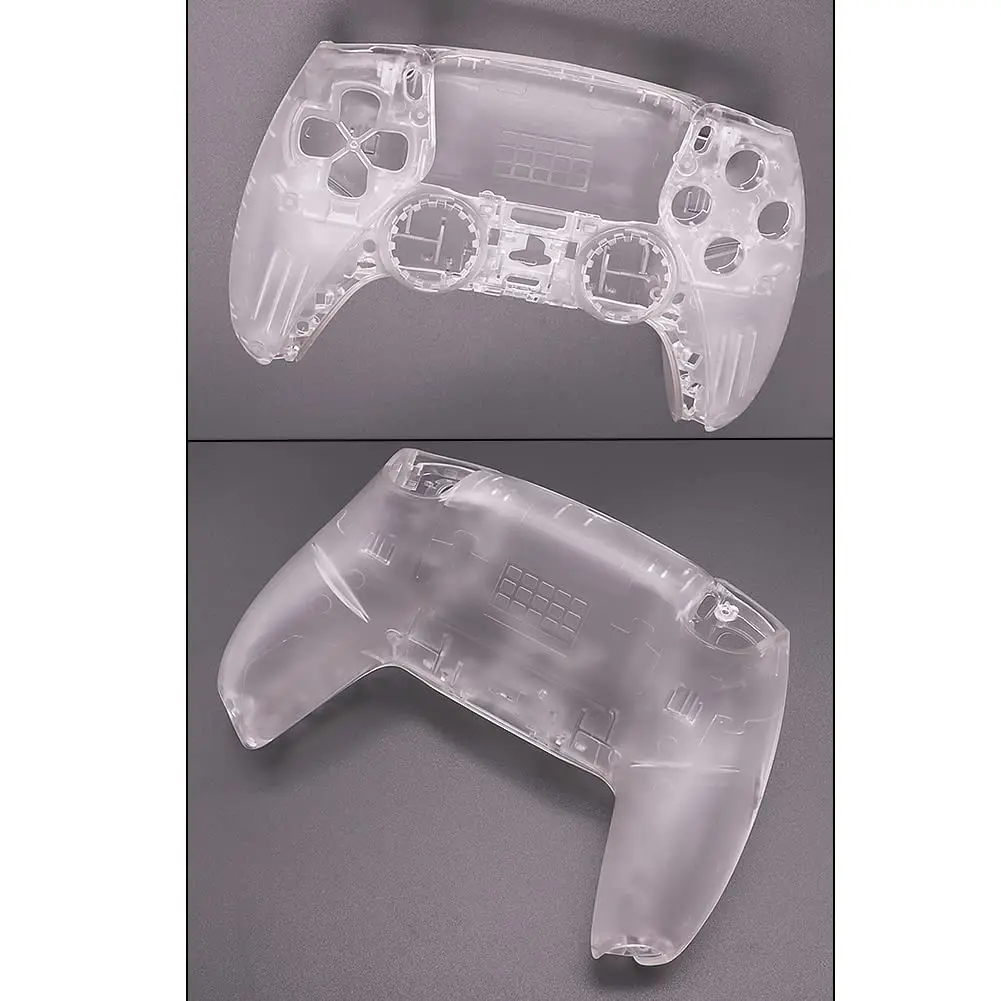 Capa transparente para controle de ps5, capa de substituição com botões completos, ferramentas diy e tampa de silicone de cristal líquido