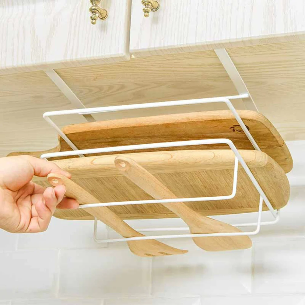 

Double-Deck White Cutting Board Rack Iron Chopping Board Holder Towel Holder Drip Tray Kitchen Organizer Houseware