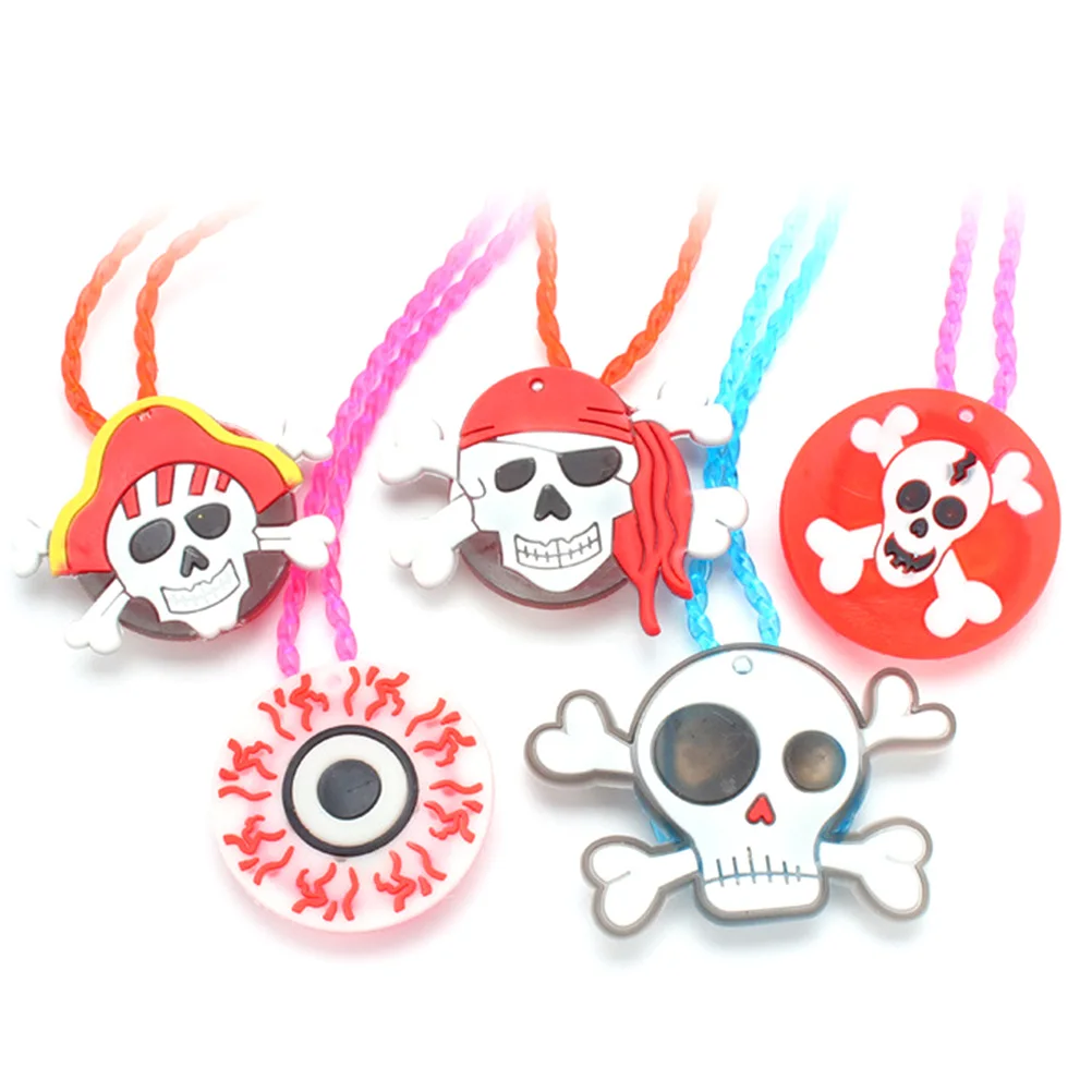 

12 Pcs LED Necklace Halloween Charming Child Party Pendant Flashing Plastic Bead Chain Toy Cosplay Accessories