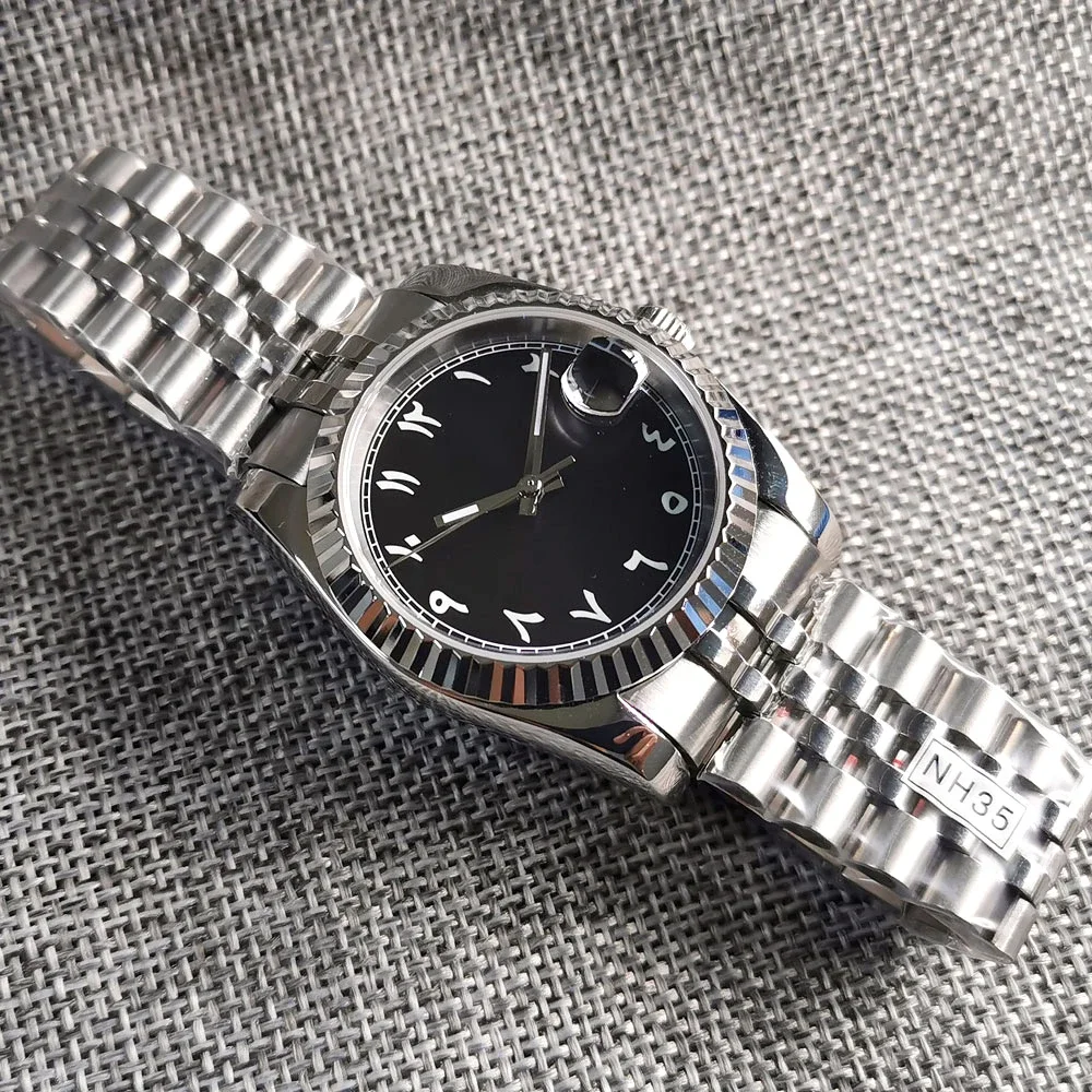 Bliger nh35a Uhrwerk 36mm 39mm Herren uhr arabische Zahlen 2023 neue geriffelte Lünette schwarz himmelblau grün Zifferblatt Saphirglas uhr