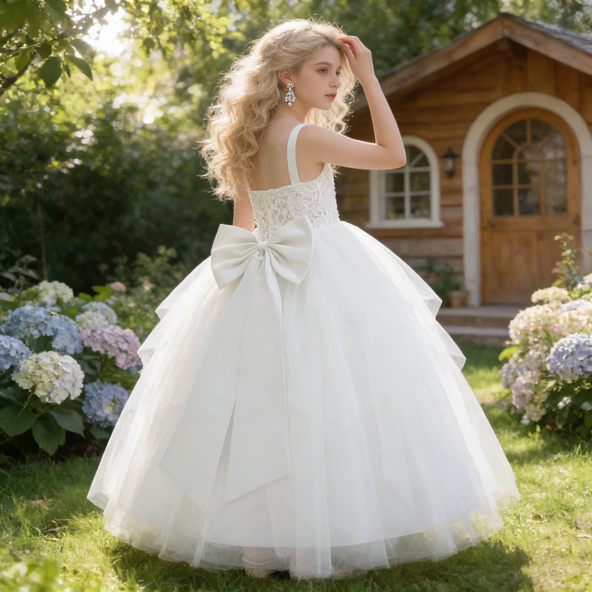 Vestido de Verano para Niñas, Elegante, con Pétalos, para Bautizo, Primera Comunión, Dama de Honor, Princesa, para Bodas y Cumpleaños