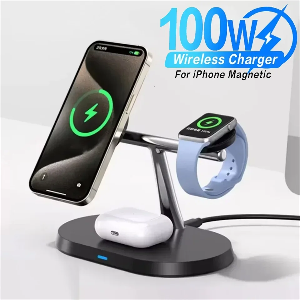 New 3 in 1 Wireless Charger Stand For iPhone 12/13/14/15/16/17 Fast Charging Station for Apple Watch 10 9 8 7 6 Airpods 2 3 Pro