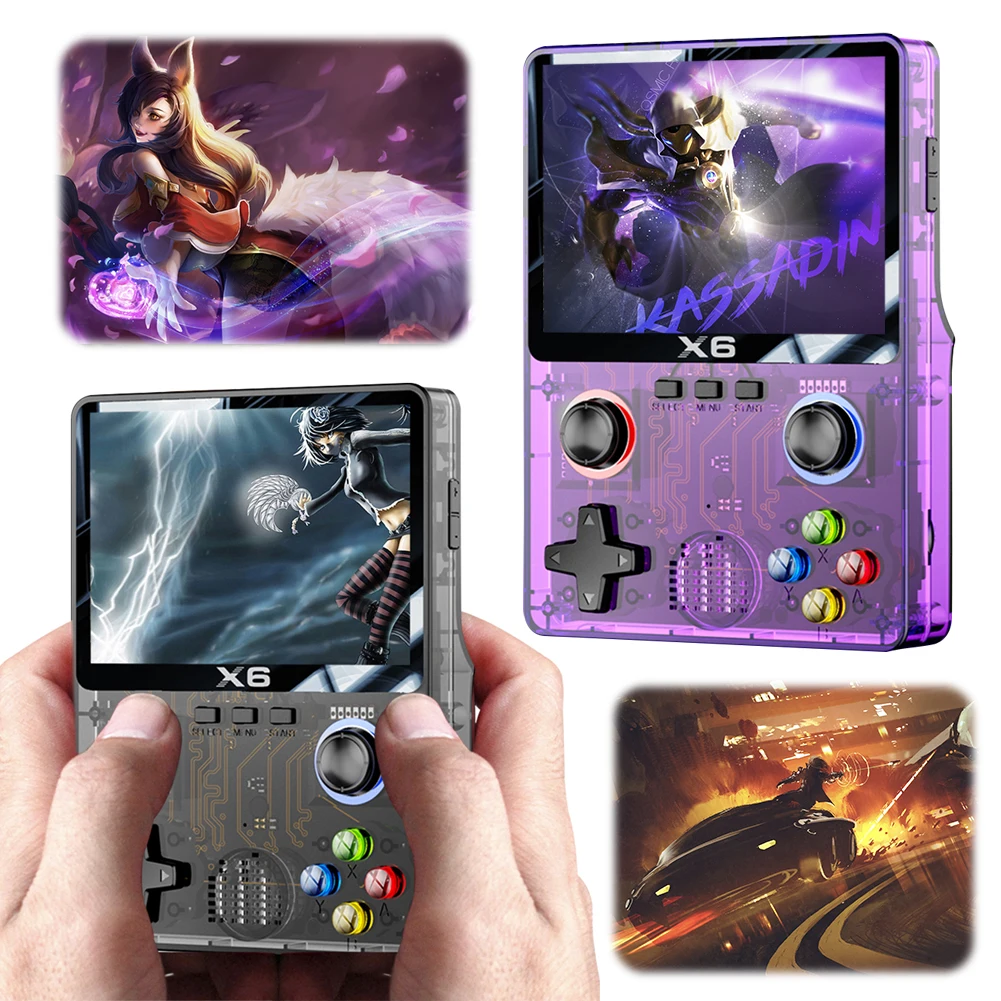 X6 Portable Video Game Console 2000mAh 3.5 Inch IPS Screen Video Gaming Console 8000 Games Support Double Player for Adults Kids