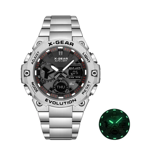 Reloj de energía Solar para hombre, luz de resistencia, energía cinética con temporizador, despertador, molino de viento giratorio, correa de reloj de acero inoxidable