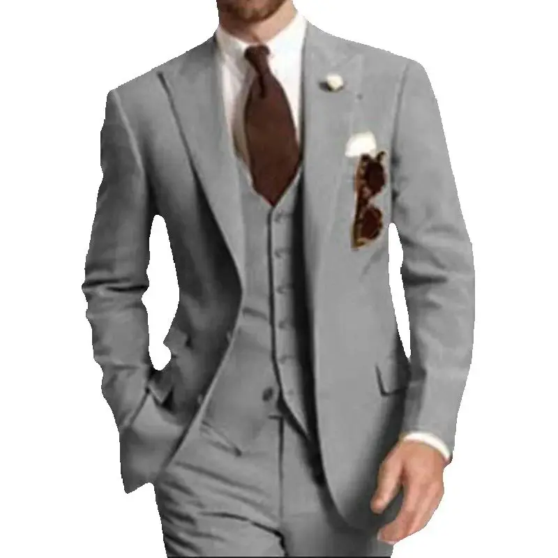 

Latest Wedding Groom Tuxedo Male Suit Slim Fit 3 Piece Best Man Groomsmen Formal Prom Party Suits for Men ( Blazer+Vest+Pants )