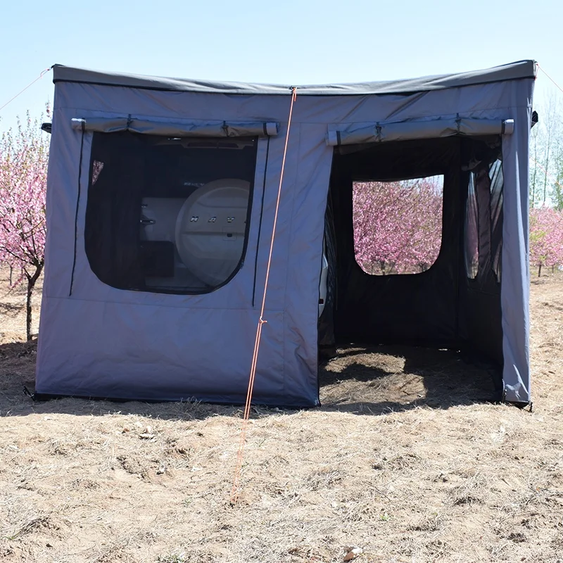 خيمة مظلة سيارة مقاومة للماء 4WD Foxwing 270 درجة مظلة كبيرة قائمة بذاتها ممتدة مع جدار جانبي #5