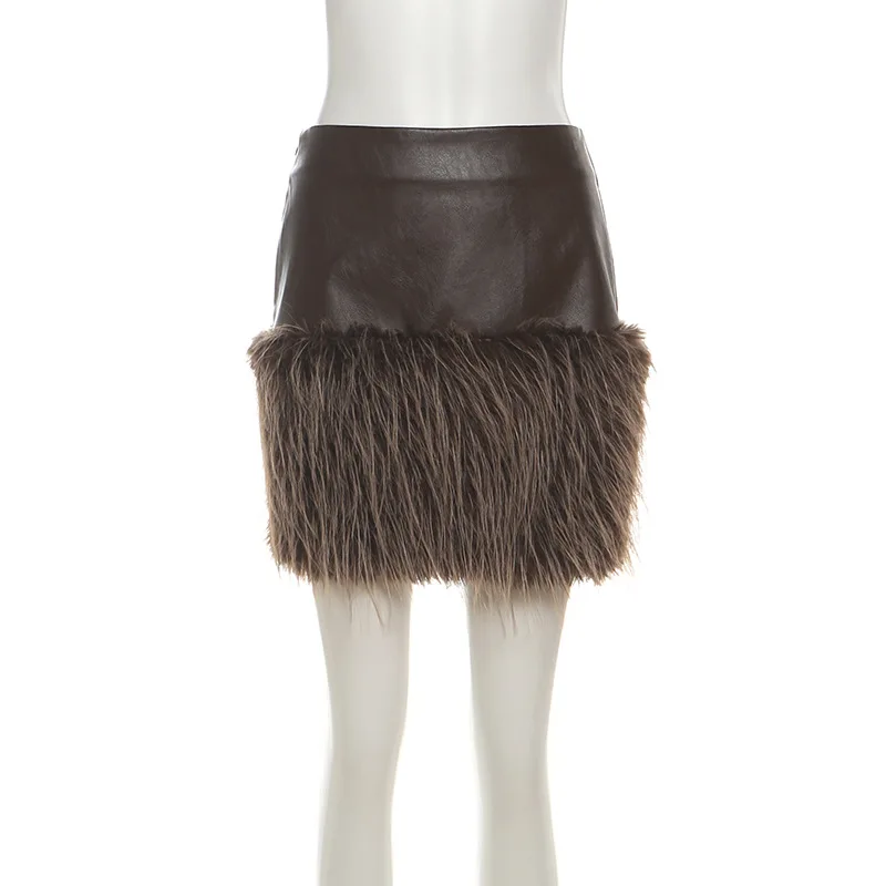 

Новая французская нерегулярная плюшевая однотонная модная трендовая универсальная полуюбка для женщин