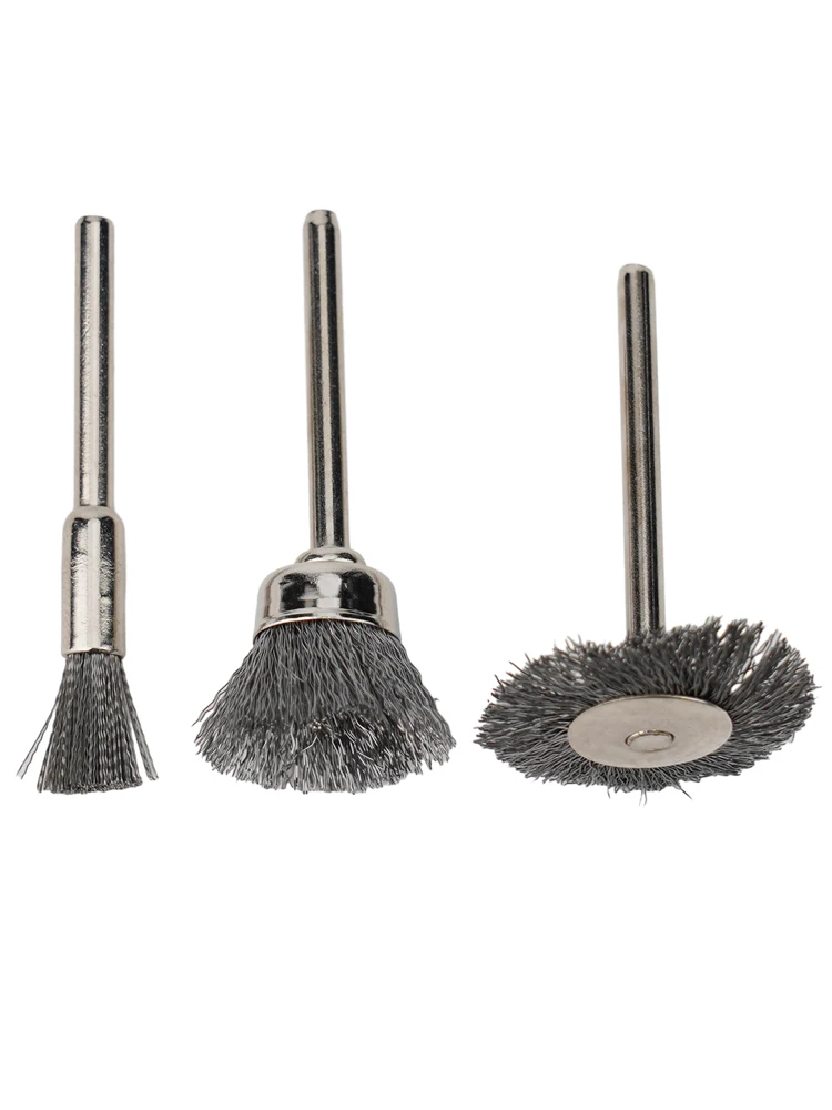 3 Pcs Stainless Steel Wire Brush Set, Polishing Wheel, Brush Kit L Accessories, Rotary Tool, Deburring, Rust Removal Polishing