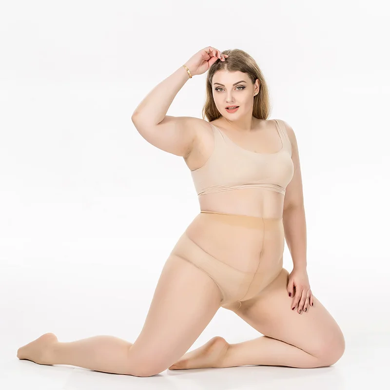 

Summer Thin Large Size Tights Anti-hook Tear Resistant Super Elastic Magical T Crotch Seamless Pantyhose Plus Size Nylons Lady