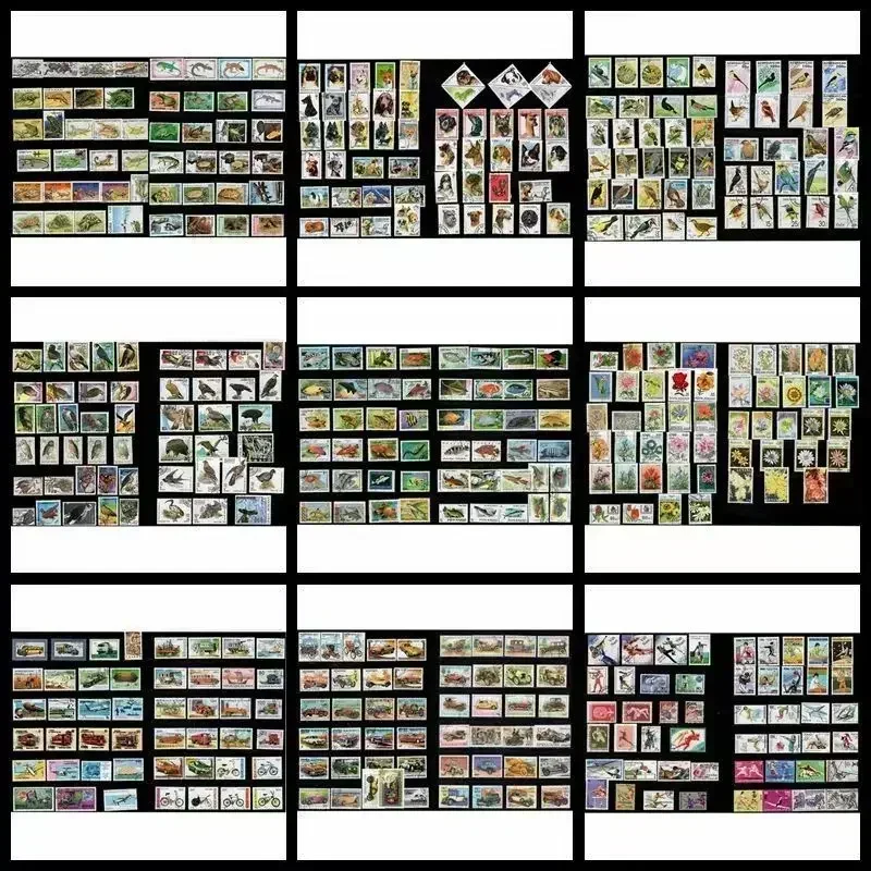 50 PCS Selos de tópico diferentes da palavra, sem repetição, usados com marca postal