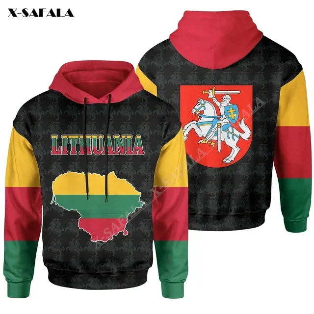 Proud Lithuania Lietuva Circle Stripes Flag 3D Print Hoodie Men Shirt Pullover Sweatshirt Hooded Jersey Tracksuits Outwear Coat