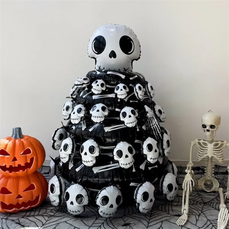 

INS Halloween Skull Balloon Stack 3D Decoration Atmosphere Props for Bars, Shops, Korean Coffee Shops, Restaurants