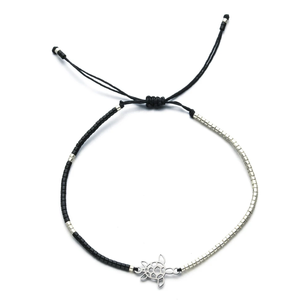 MIYUKI Beads Cute Sea Turtle Charm Bracelets For Women Simple Fashion Animal Thin Rope Wristband Jewelry Mother's Day Gift