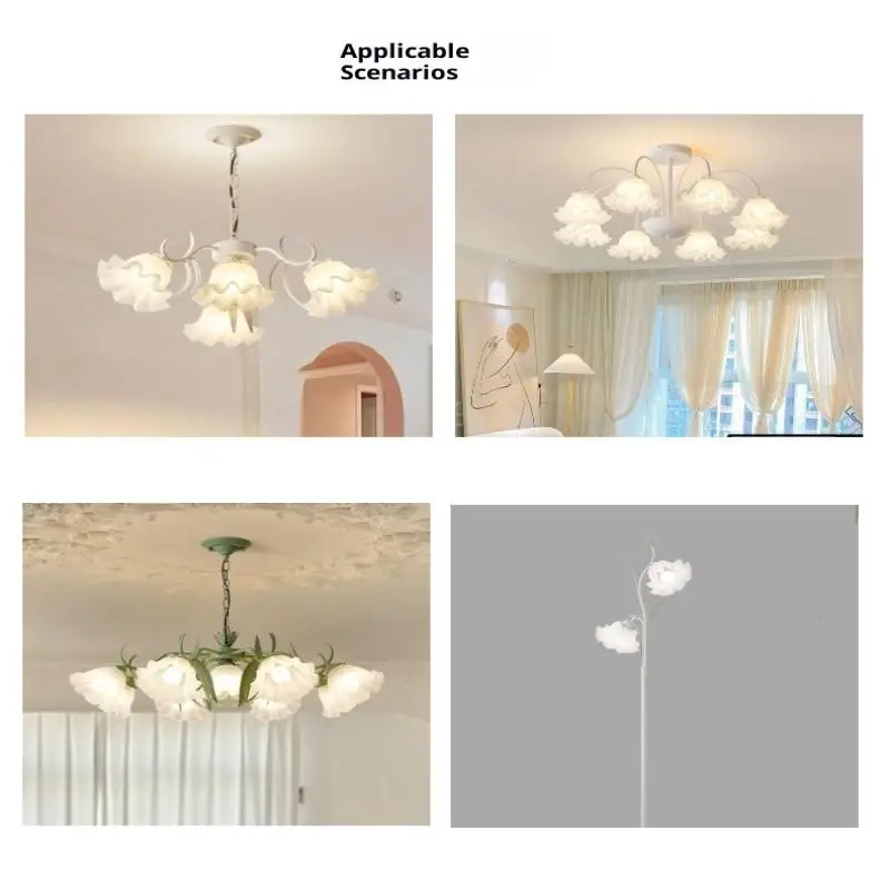 1Pcs DIY Wall Night Restaurant Chandelier Replacement E27 Plastic Bell Orchid Lampshade Hanging Lamp Accessories Table Parts