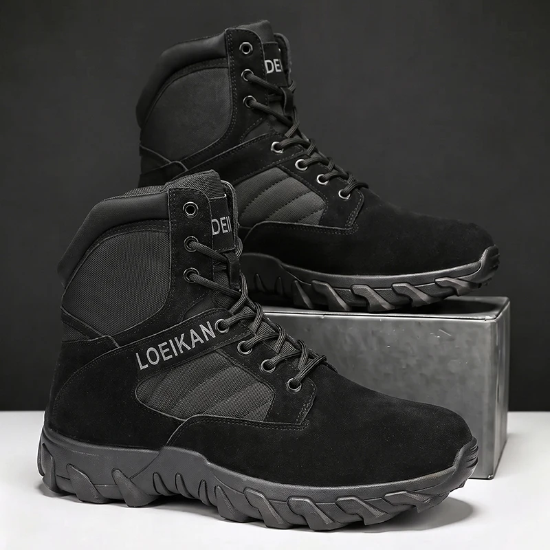 Taktische Stiefel für Herren, stoßdämpfend, rutschfest, hohe Schuhe für die Jagd, Trekking, tägliche Arbeit im Freien – Detail 1