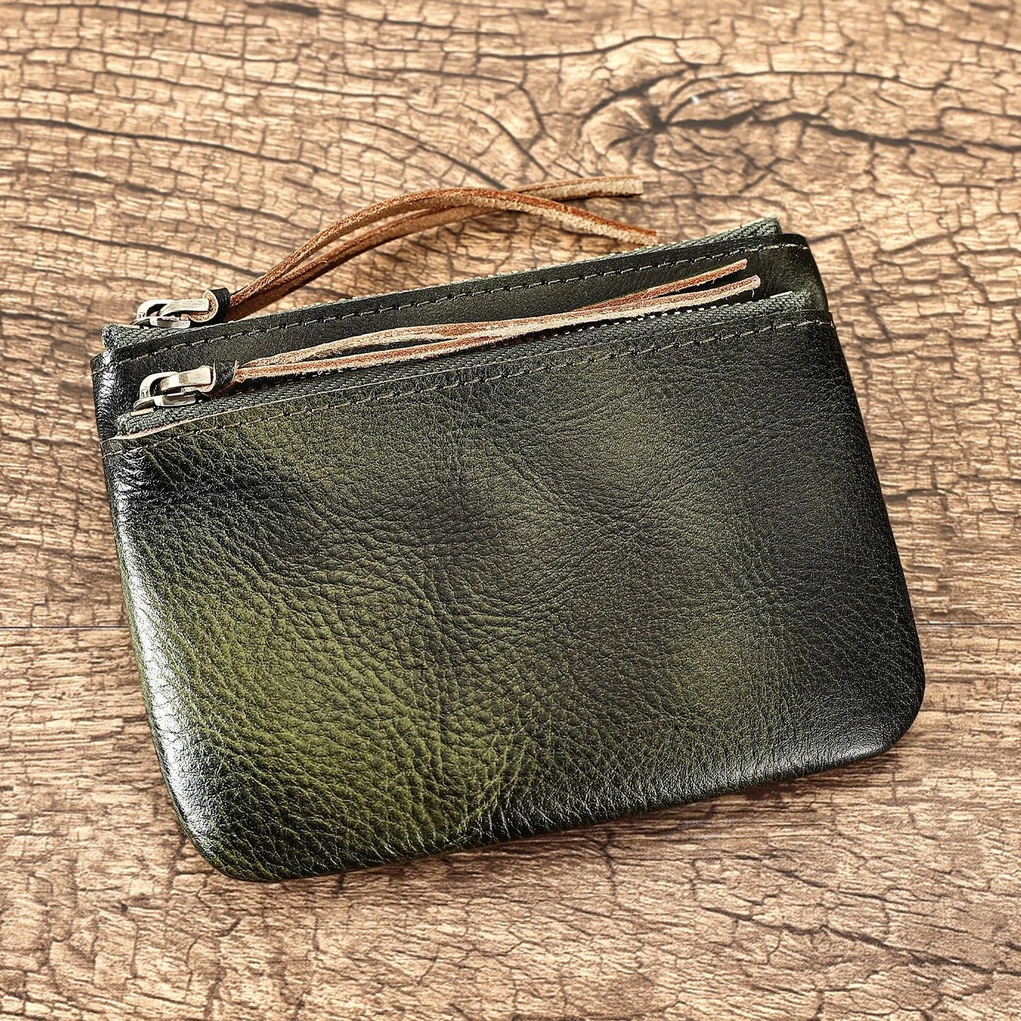 

Мягкий верхний слой из воловьей кожи, кошелек для монет, двойная молния, ретро, универсальный чехол для денег в виде кактуса, осенне-зимняя сумка через плечо