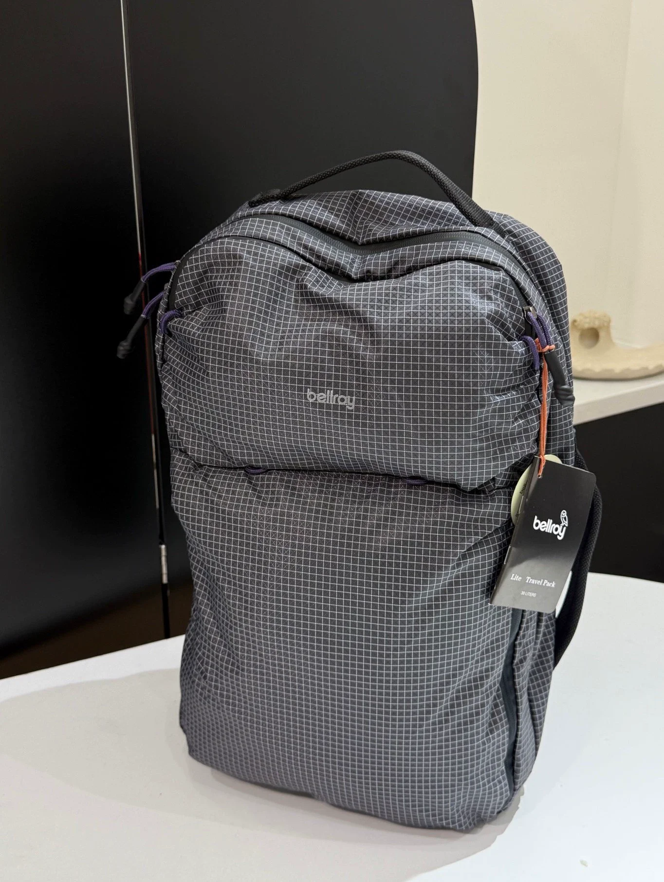 Bellroy Lite Travel Pack 30L 38L Lightweight Carry On Backpack Water-Resistant Laptop Bag Travel Daypack Grey Checkered