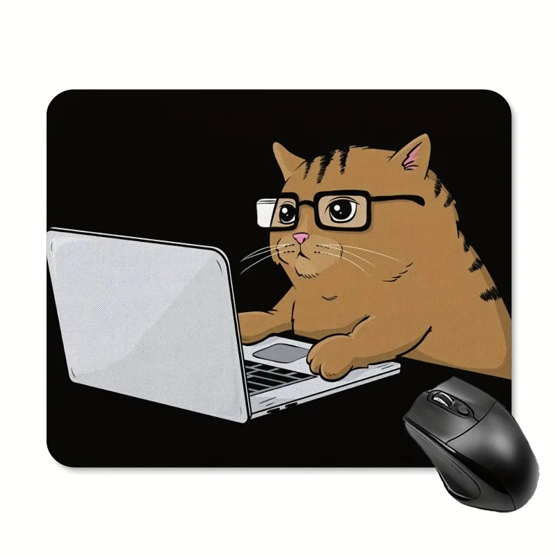 

Cartoon work cat design, anti-slip rubber game mouse pad, rectangular desk pads for office computers and laptops