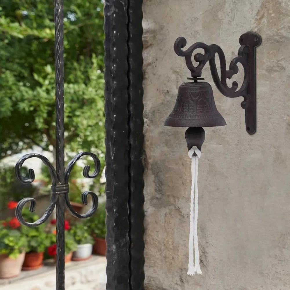 

Rustic Retro Outdoor Bell Weatherproof Handmade Cast Iron Door Bell Metal Distressed Finish Vintage Doorbell Front Door