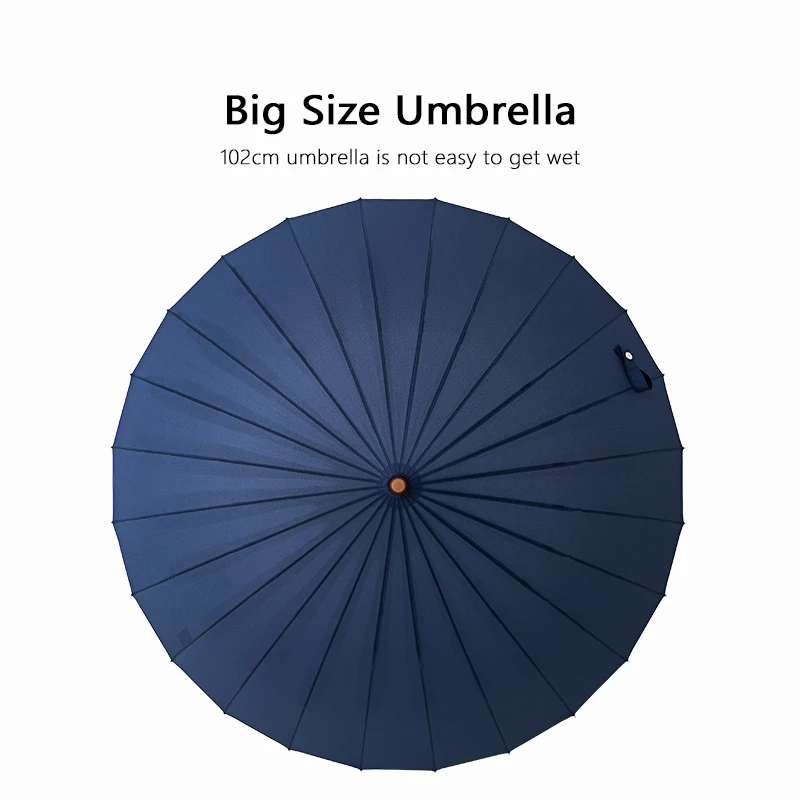 Luxury 24K Long Umbrella Business Men Windproof Wooden Handle Big Golf Umbrella Outdoor High Quality Travel Straight Umbrellas