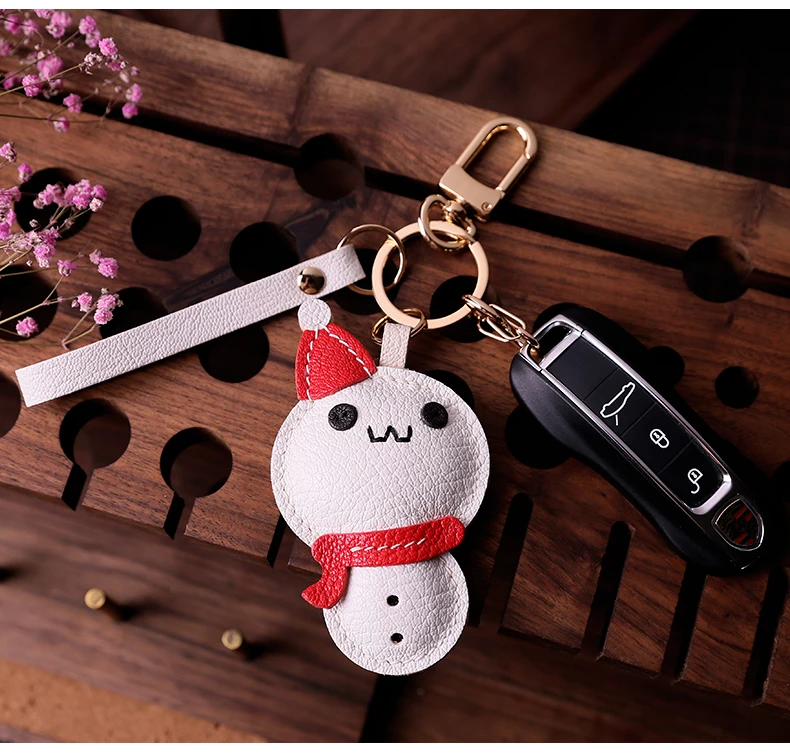 

Подвеска «Маленький снеговик», сумка-подвеска из французской овчины, сумка-подвеска для телефона, брелок из натуральной кожи ручной работы.