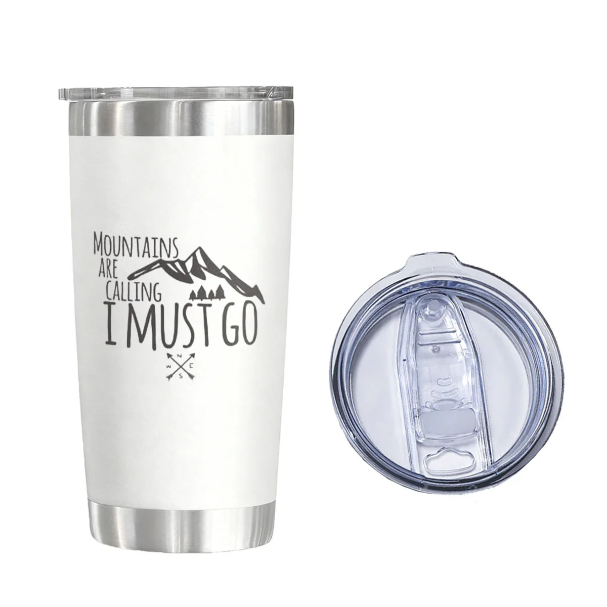 

Mountains Are Calling I Must Go Vacuum Flask 20 oz - Hiking Lover Gift Insulated Tumbler for Christmas & Birthday