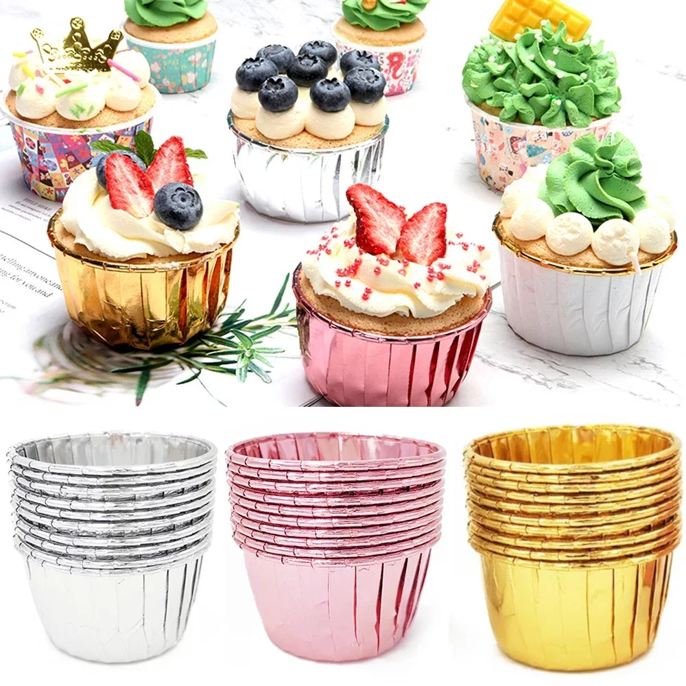 Confezione da 50 pezzi Muffin Cupcake Liner involucri per torte teglia da forno custodia per torte bicchieri di carta strumenti per pasticceria forniture per feste