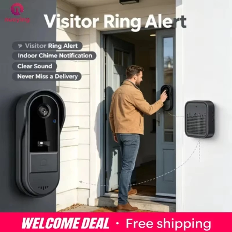Outdoor WiFi Smart Video Doorbell 1080P HD Waterproof Security Camera Two‑Way Audio Home Monitor SD Card Cloud Storage