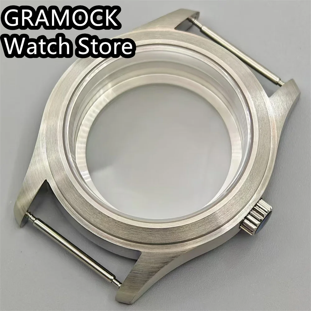 GRAMOCK 36mm 39mm Diver Brushed Pilot Watch Case Sapphire Crystal Fit NH34 NH35 NH36 ETA2824 PT5000 Movement Screw Crown