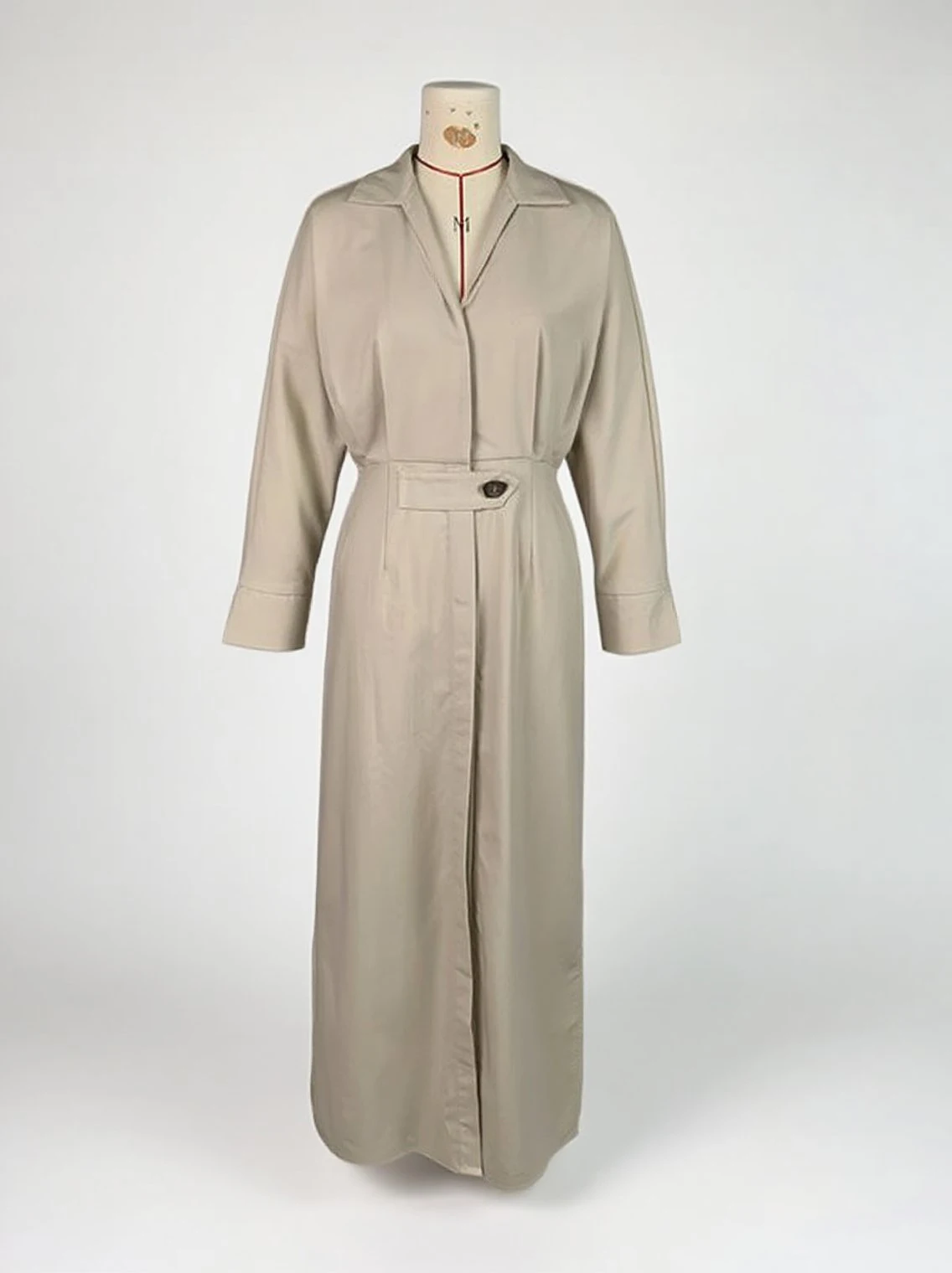 Modigirl レディース コットンリネン マキシ丈ワンピース 2025 夏 春 Vネック ボタン H型 無地 シック カジュアル ロングワンピース