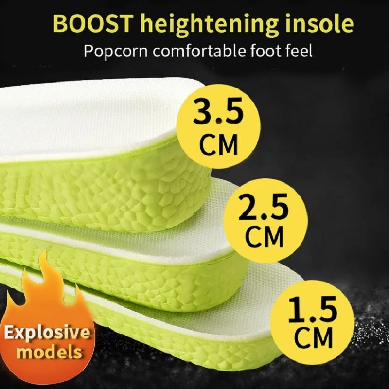 Invisible Height Increase Insoles Green Memory Foam Shoes Sole Pad Breathable Comfortable for Men Women Feet Care Insole