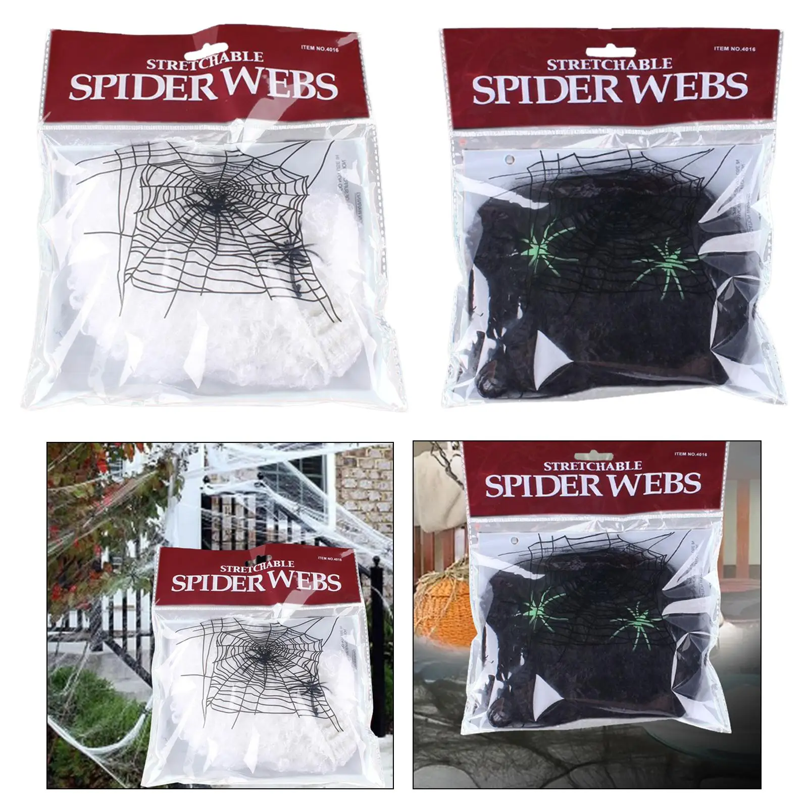 Toile d'Araignée Extensible pour Halloween, Accessoire de Décoration