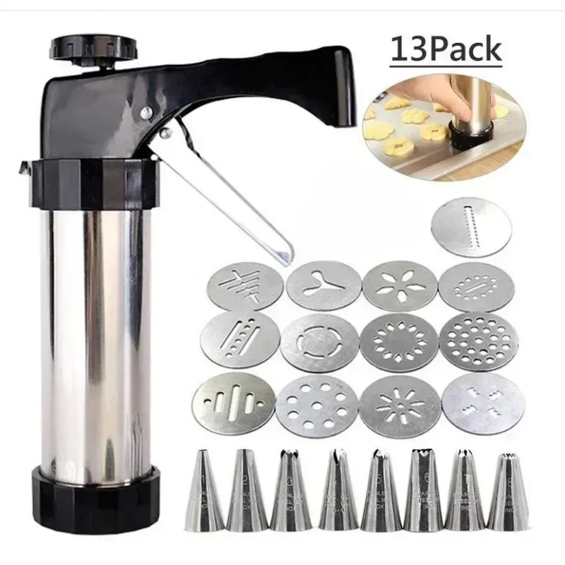 

1pc Stainless Steel Cake Cream Decorating Gun Sets Cookie Making Machine Nozzles Mold Pastry Syringe Extruder Kitchen Baking