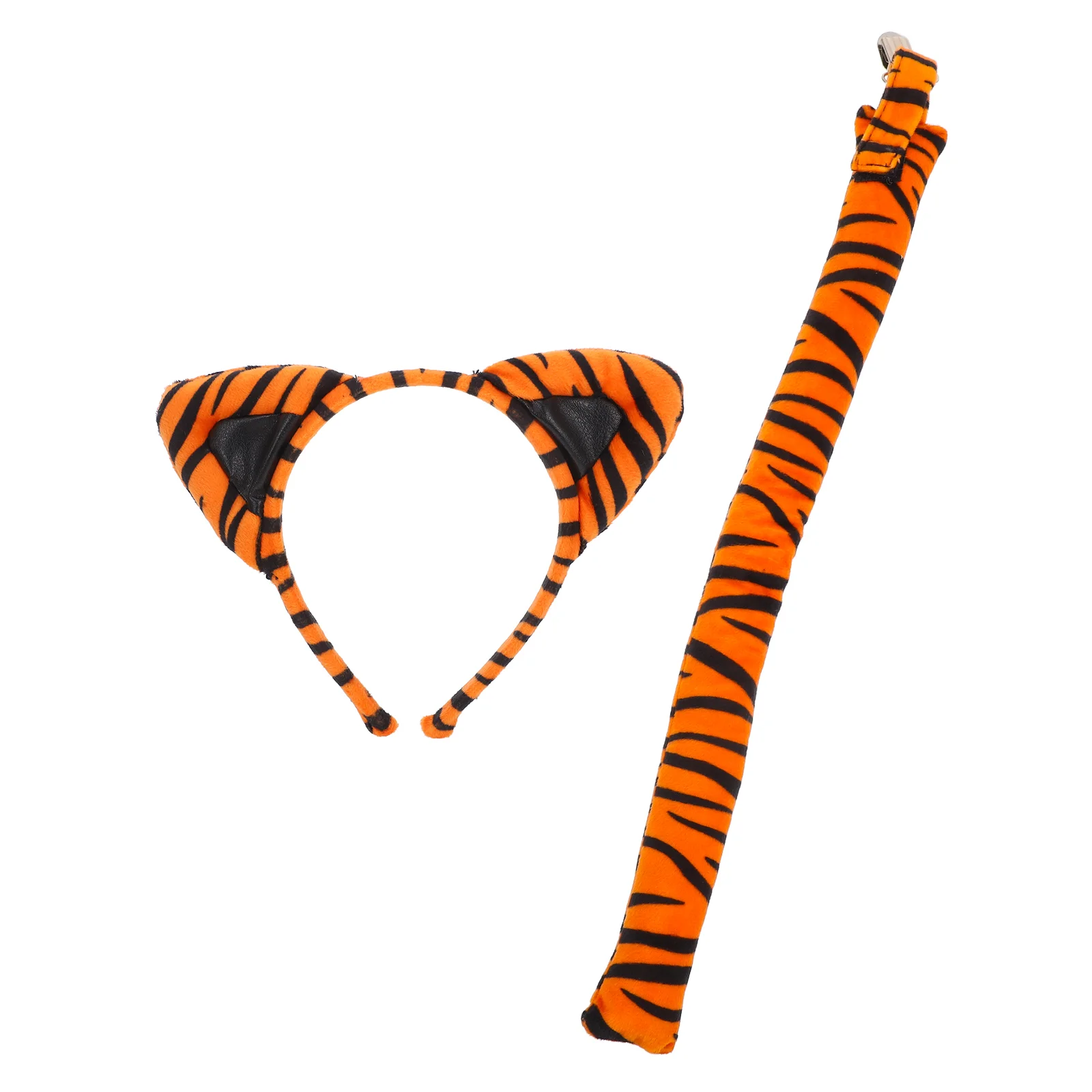 Tiger Cosplay Ears Headband Tail Prop Set for Holiday Party Performance Costumes Accessories Halloween Animal Dress Up