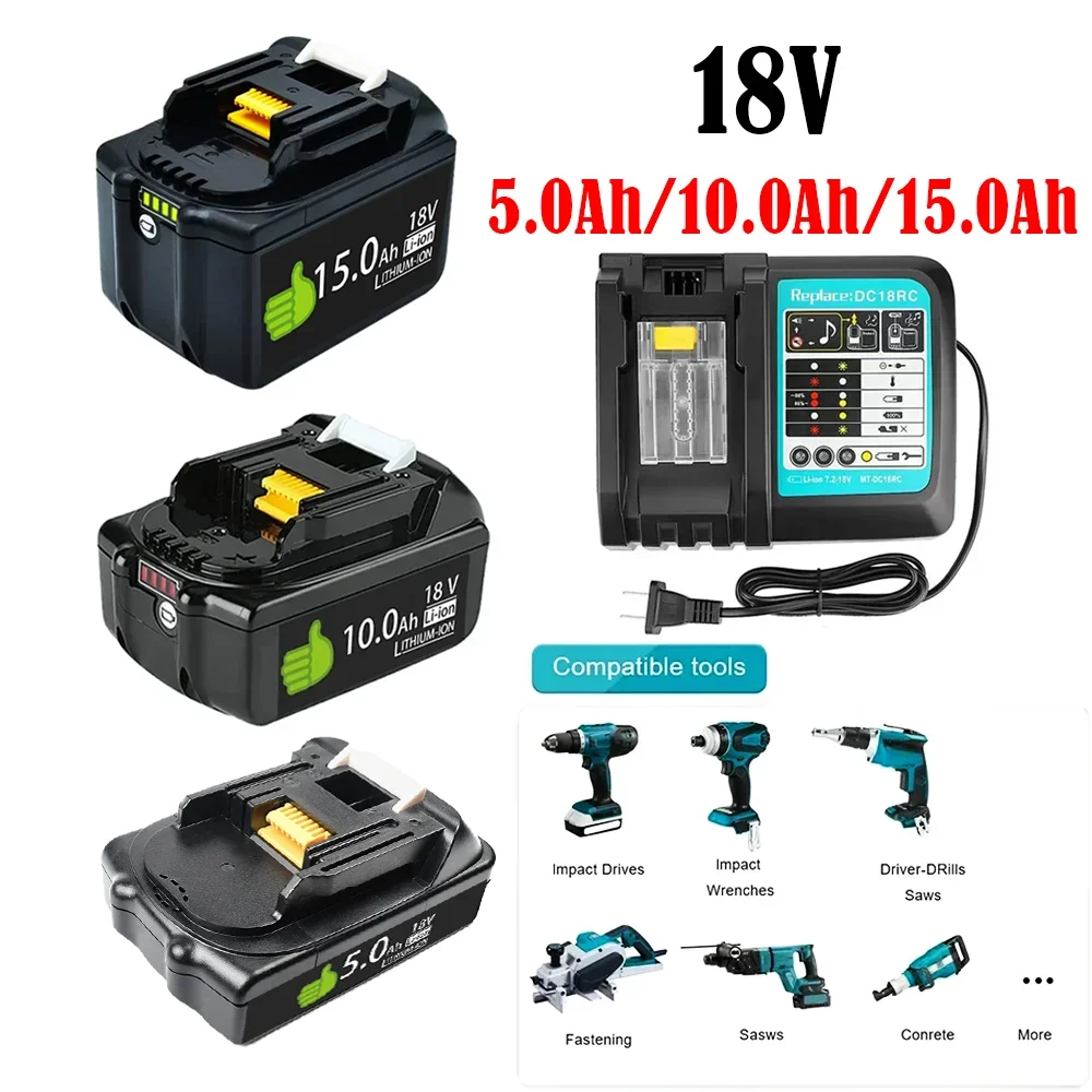 

18V Makita Battery BL1860 BL1850B BL1850 BL1840 BL1830 Screwdriver Battery and Charger 18V Replacement Power Tool Battery