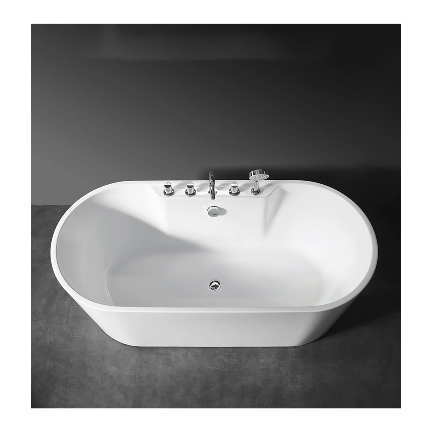 

Deep Freestanding Soaking Bathtub Modern Portable Design with Drainer for Apartment or Villa Bathrooms