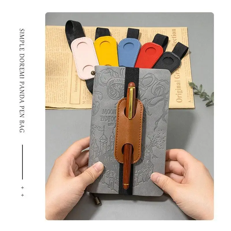 Elastic Band PU Leather Pen Holder Creative Anti-lost Notebook Pen Clip for Planner Journaling Office Workers Use