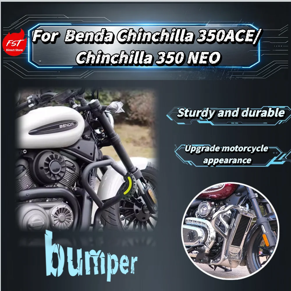 

For Benda Chinchilla 350 ACE NEO Electroplated Raised Handlebar Carbon Steel Crash Bar Bumper Guard Modified Accessories