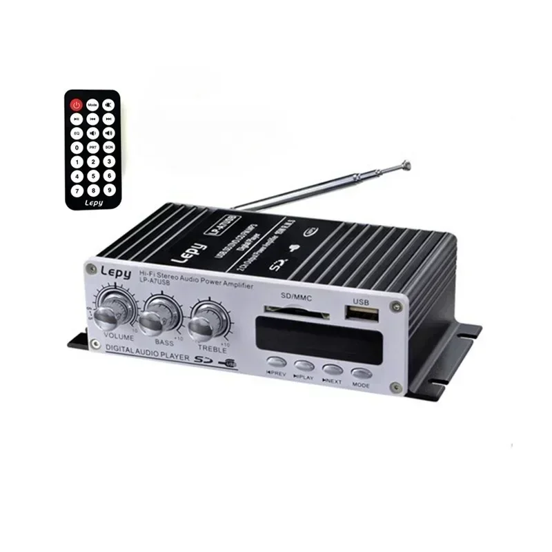 Para LP-A7 USB Lepy reproductor Digital Bluetooth 4,2 versión potencia de coche amplificador de Audio estéreo Hi-Fi 2CH 20W RMS amplificador doméstico SD CD DVD MP