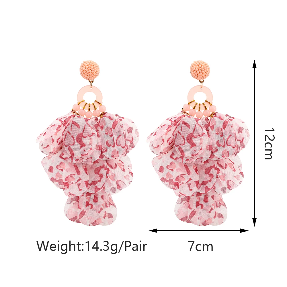 Leopard Handmade Flower Glamorous Decor Original Bride Wedding Party Pendant Jewelry Luxury Design Dangle Earrings For Women