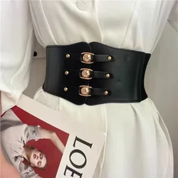 French Retro Girdle Waist Belt Fashion Female Wide Elastic Waistband Dress Shirt Belts Black Corset Bustier Top Gothic Clothes