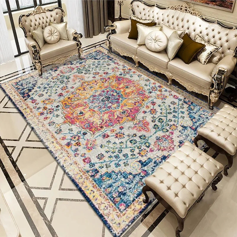 Boho Crystal Velvet Carpet Large Area Living Room Non-Slip Floor Mat Home Decor Bedroom