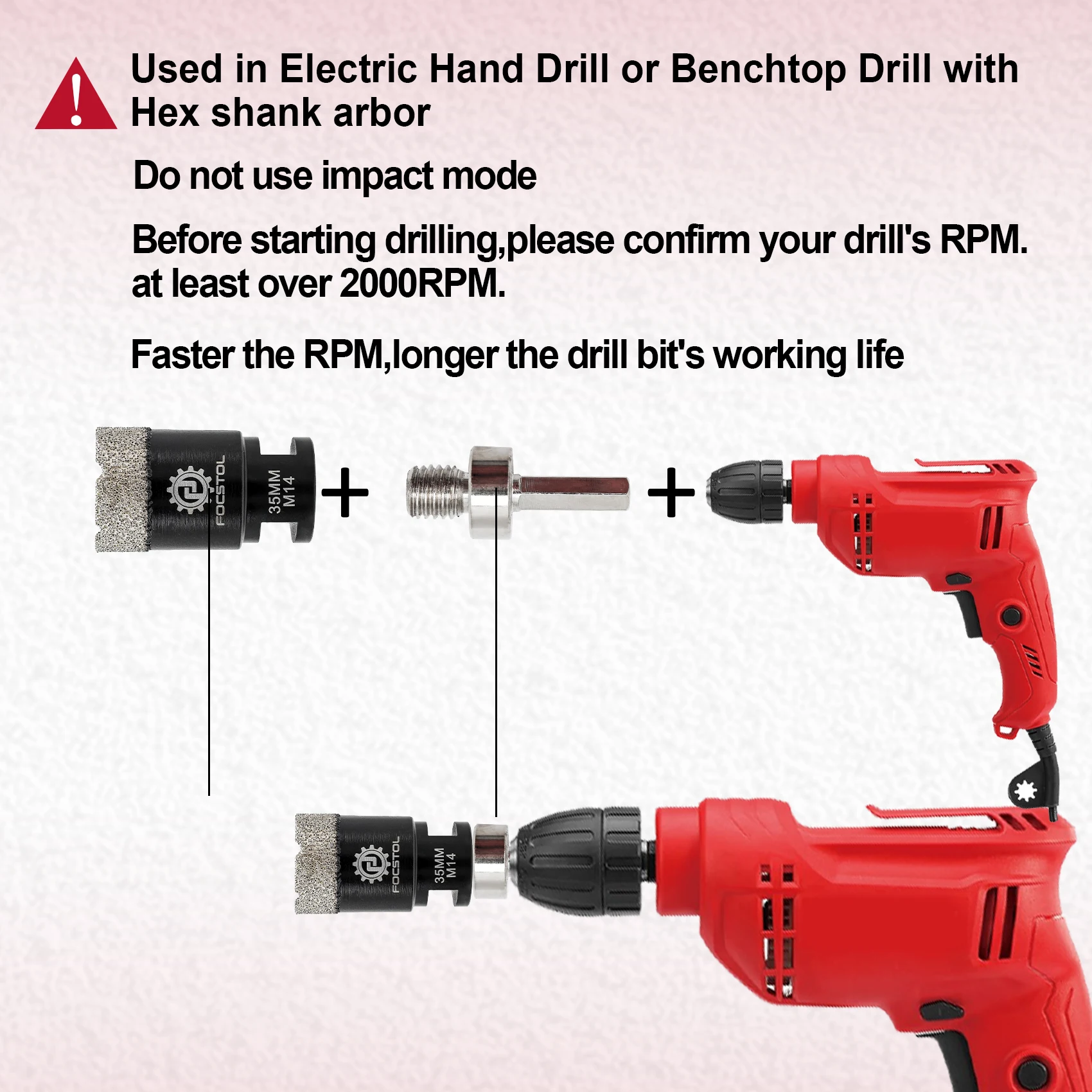 

FOCSTOL Diamond Drill Core Bit Kit Tile Drill Bit for Ceramic Porcelain Tile Milling Bit Chamfer Bit Hole Saw Drill Core Bits