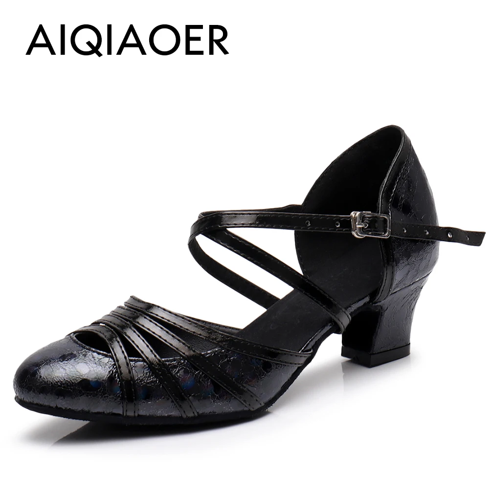 

Ladies dance shoes leather Latin dance shoes closed heel Salsa tango autumn and winter dance shoes