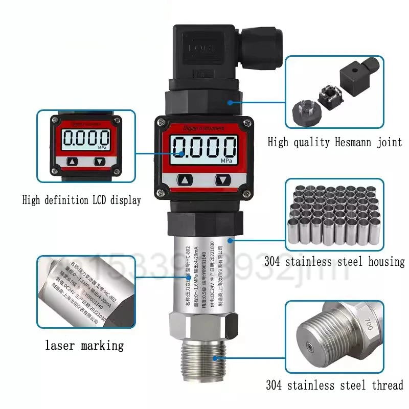 1pcs Small Type Pressure Transmitter Switch 4-20MA High Precision Constant Pressure Water Supply Steam Hydraulic Pressure Sensor