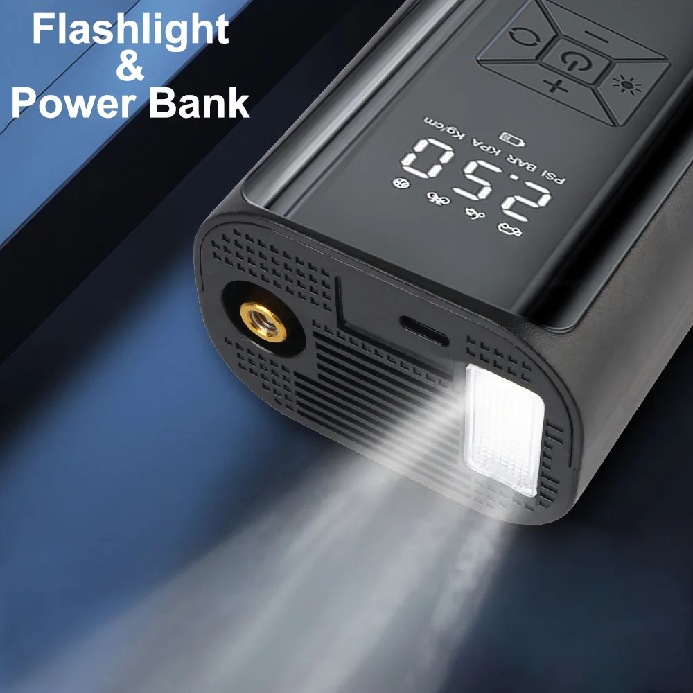 

120W Portable Air Compressor Tire Pressure Gauge 150PSI Car Pillows Tire Inflator Digital With LED Light Forest Camping Air Pump