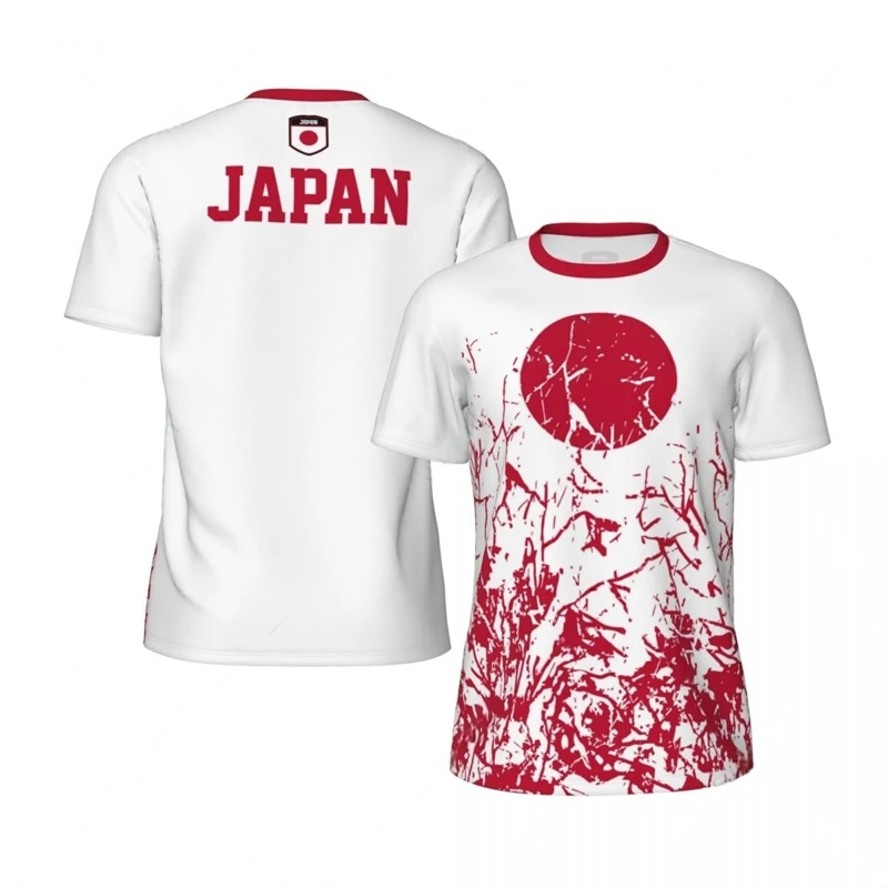 Japanese Flag Graphic Football T Shirts Mens National Emblem 3D Printed Sports T-shirt Running Bike Soccer Tennis Fitness Tees